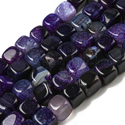 天然石瑪瑙ビーズ連売り  染め＆加熱  キューブ  青紫色  5~8x4~8x4~6mm  穴：1.2mm  約50個/連  14.76インチ（37.5cm）&nbsp;G-N326-99G
