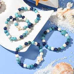 Summer Beach Turtle/Starfish Dyed Synthetic Turquoise Bracelets&nbsp;BJEW-JB10896
