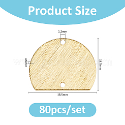 真鍮コネクタチャーム80個  半円リンク  空白タグのスタンプ  ゴールドカラー  14.5x18.5x0.5mm  穴：1.2mm&nbsp;KK-FH0008-28