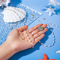 DIY Plastic Pearl Oval Beaded Brass Link Chain Bracelet Necklace Making Kits&nbsp;DIY-TA0009-62