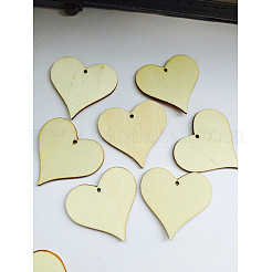 Unfinished Wood Heart Shape Discs Slices Pendants&nbsp;WOCR-PW0001-016B