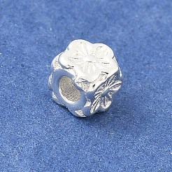 925スターリングシルバービーズ  花を持つキューブ  銀  4x4x4.5mm  穴：1.8mm&nbsp;STER-C013-03S