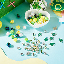 聖パトリックの日のDIYファインディングキット  合金エナメルペンダントを含む  ABカラー樹脂製ラインストーンビーズ  真鍮製A級ラインストーンスペーサービーズ  ミックスカラー  19x13x1.5mm  穴：1.6mm&nbsp;DIY-TA0015-78