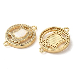 Rack Plating Brass Micro Pave Clear Cubic Zirconia Connector Charms&nbsp;KK-P268-18G