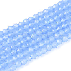ジェイド風ガラスビーズ連売り  ラウンド  多面カット  ミックスカラー  4x3.5~4mm  穴：0.6~0.8mm  約94~99個/連  13.78~14.57''（35~37センチメートル）&nbsp;GLAA-T028-4mm-11