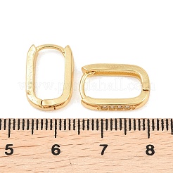 長方形の真鍮製キュービックジルコニアフープピアス  カドミウムフリー＆鉛フリー  長持ちメッキ  ラックめっき  18KGP本金メッキ  15x10x3mm&nbsp;EJEW-A156-16A-G