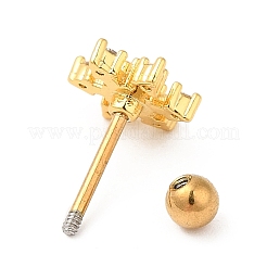 Brass Micro Pave Clear Cubic Zirconia Stud Earrings&nbsp;LS-EJEW-L265-06G