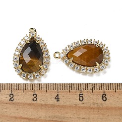 Natural Tiger Eye Faceted Teardrop Pendants&nbsp;G-I375-01G-21