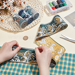 8M 4 Colors Japanese Style Wave Pattern Polyester Ribbon&nbsp;OCOR-PH0006-17