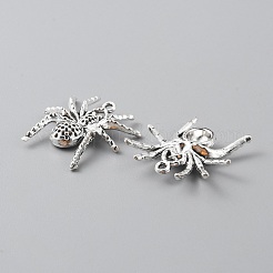 合金のチベット風チャーム  アンティークシルバー  クモ柄  25x25x4mm  穴：1.6mm&nbsp;FIND-WH0417-01B