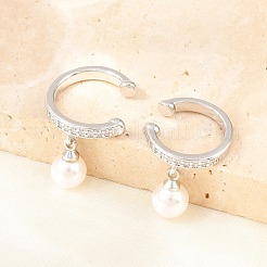 Round Brass Micro Pave Clear Cubic Zirconia Cuff Earrings&nbsp;EJEW-Z164-02P