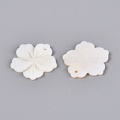 海シェルペンダント  花  乳白色  21~21.5x22~22.5x2~3mm  穴：2mm&nbsp;SSHEL-Q296-15