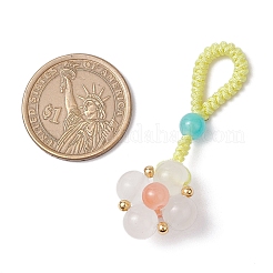 Baking Paint Imitation Jade Glass Woven Clover Pendant Decorations&nbsp;HJEW-JM03148-02
