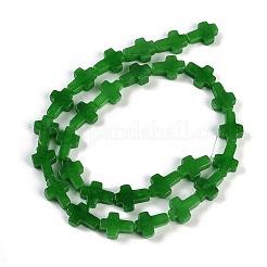 天然マレーシアジェイド染めビーズ連売り  クロス  グリーン  13.5x9.5x4.5mm  穴：0.7mm  約28個/連  15.55''（39.5センチメートル）&nbsp;G-I369-A02-01