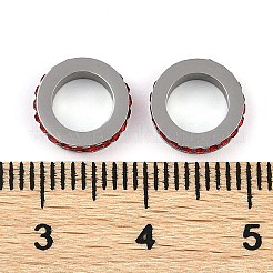 304ステンレススチールヨーロピアンビーズ  ポリマークレイラインストーン付き  大穴ビーズ  コラム  プラチナ  シャム  10x2.5mm  穴：6mm&nbsp;STAS-Z090-03P-03