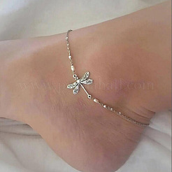 Tibetan Style Alloy Dragonfly Link Chain Anklets for Women&nbsp;WGFA0A3-01