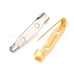 2穴鉄ブローチセーフティキャッチバーピンをバックピン  ミックスカラー  30x5x6mm  穴：1.5mm  ピン：0.5mm&nbsp;IFIN-X0029-01