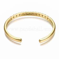 Brass Micro Pave Clear Cubic Zirconia Cuff Bangles&nbsp;BJEW-N302-005H-NF