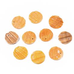 天然ホタテ貝殻ペンダント  海シェルペンダント  フラットラウンド  ペルー  15x2mm  穴：1mm&nbsp;BSHE-S122