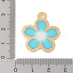ラックメッキ合金ペンダント  エナメル  ゴールドカラー  花のチャーム  ミックスカラー  27.5x24x2mm  穴：3mm&nbsp;FIND-C059-01G