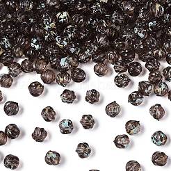 ピカソの透明ガラスビーズ  カボチャ  ブラック  8.5~9mm  穴：0.9~1.2mm  約750個/ポンド&nbsp;SEED-Q039-04C