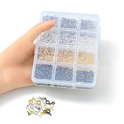 1200個12スタイルアイアンスクリューアイピンペグベイル  片穴パーツ用  ミックスカラー  8~13x4~6.5x1~1.5mm  穴：2~4mm&nbsp;IFIN-YW0001-79