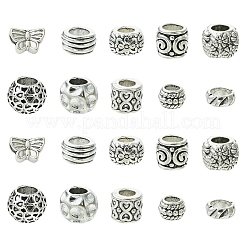 100Pcs 10 Styles Tibetan Style Alloy European Beads&nbsp;TIBE-YW0001-94