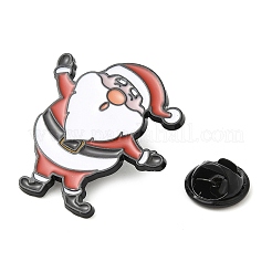 クリスマステーマのエナメルピン  バックパックの服のための電気泳動黒メッキ合金バッジ  サンタクロース  30.5x30x1.5mm&nbsp;JEWB-A014-01A