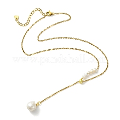 Adjustable Natural Baroque Keshi Pearl Oval Tassel Y Necklaces&nbsp;NJEW-JN06060