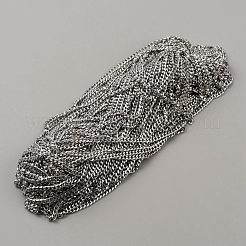 304ステンレススチールキューバチェーン  溶接されていない  スプールで  ステンレス鋼色  3.5x3x1mm  約82.02フィート（25m）/ロール&nbsp;FIND-TAC0010-33