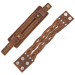 2個 2スタイル レザーラップスナップブレスレット  ミックスカラー  220~240mm（8-5/8インチ〜9-1/2インチ）&nbsp;BJEW-CL0001-42