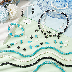 DIY Synthetic Turquoise Round & Cross Bracelets Making Kits&nbsp;DIY-NB0012-31