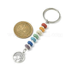 Chakra Natural Lava Rock & Alloy Tree of Life Pendant Keychain&nbsp;KEYC-JKC00644-05