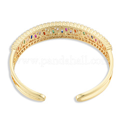 Colorful Cubic Zirconia Open Cuff Bangle&nbsp;BJEW-N014-010