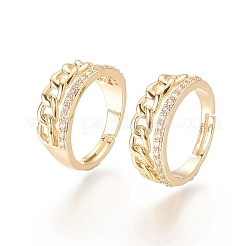 Adjustable Brass Micro Pave Clear Cubic Zirconia Rings&nbsp;X-RJEW-F101-10G