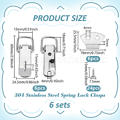 6 Bags 304 Stainless Steel Spring Lock Clasps&nbsp;STAS-BC0004-14A