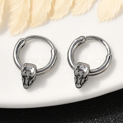 スネークヘッド 316 サージカルステンレススチール フープピアス  フープノーズリング  アンティークシルバー  16.5x5mm  内径：7.94~8mm  ピン：1.15mm（17ゲージ）&nbsp;EJEW-G416-41B-AS