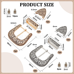 2 Sets 2 Styles Belt Alloy Buckle Sets&nbsp;FIND-BC0004-54