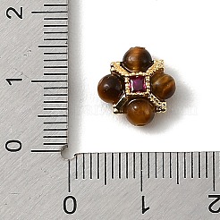 天然な虎目のマルチ連リンク  真鍮マイクロパヴェキュービックジルコニアのパーツ  18KGP本金メッキ  菱形  11x11x4mm  穴：1mm&nbsp;KK-D262-03G-01