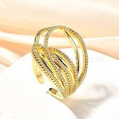 Brass Micro Pave Cubic Zirconia Cuff Rings for Women&nbsp;RJEW-F176-01G