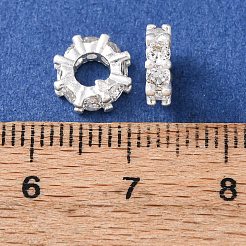 Brass Micro Pave Cubic Zirconia European Beads&nbsp;KK-C157-09A-S