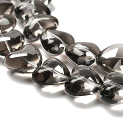 電気メッキガラスビーズセット  ハート  ライトグレー  12.2x15x8mm  穴：1mm  約50個/連  23.62''（60センチメートル）&nbsp;X-EGLA-B008-01A-PL02