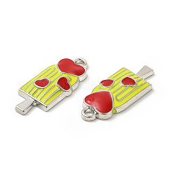 夏をテーマにした合金エナメルペンダント  ハートチャーム付きアイスサッカー  プラチナ  ミックスカラー  24x10x3mm  穴：1.8mm&nbsp;ENAM-B050-06P