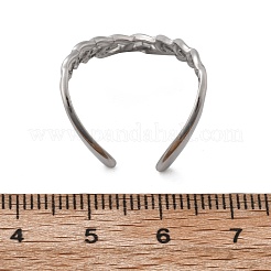 304ステンレススチールカーブチェーンオープンカフリング  ステンレス鋼色  16.5mm  内径: 調節可能&nbsp;RJEW-Q011-02P