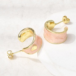 C-Shaped Brass Enamel Stud Earrings&nbsp;EJEW-P333-07G