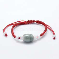 Natural Myanmar Jade/Burmese Jade Braided Bead Bracelets&nbsp;X-BJEW-F307-02