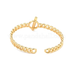 Toggle Clasp Shape Cubic Zirconia Cuff Bangle&nbsp;BJEW-I298-19G