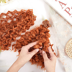 高温ファイバーロングヌードルパーマカーリーヘアスタイルドールウィッグヘア  DIYの女の子のためのbjdメイキングアクセサリー  チョコレート  250x100x43mm&nbsp;DIY-WH0683-06A