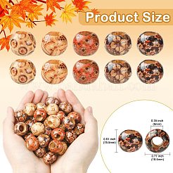 50Pcs 5 Colors Printed Wood Beads&nbsp;WOOD-CJ0002-72