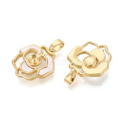 真鍮と貝殻のカップパールペグベイルピンペンダント  花  片穴パーツ用  18KGP本金メッキ  貝殻色  18~19x16x4mm  穴：5x2~3mm  ピン：0.8mm&nbsp;LS-KK-T079-36G